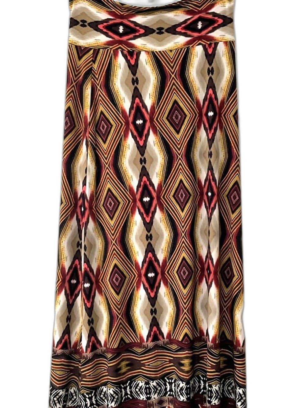 Cato Boho Diamond Chevron Geometric Stretch Maxi Skirt L